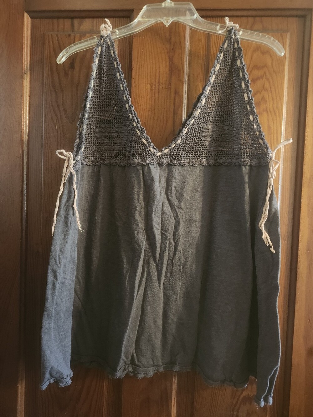 Magnolia Pearl Jersey Crochet Tank In Ozzy with Pink Ribbon